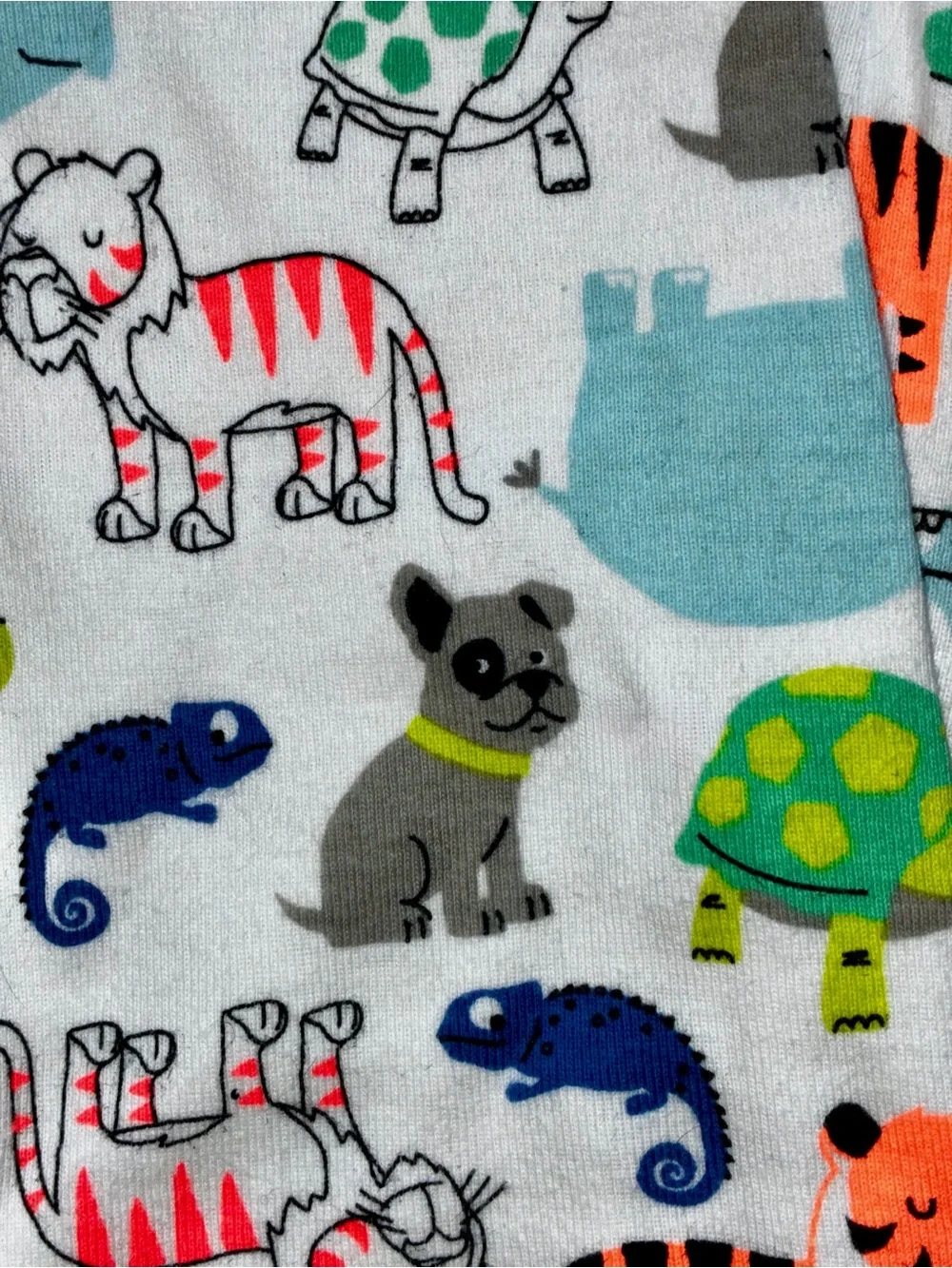 Green-Trim Dinosaur & Animal Footed One-Piece for Kids